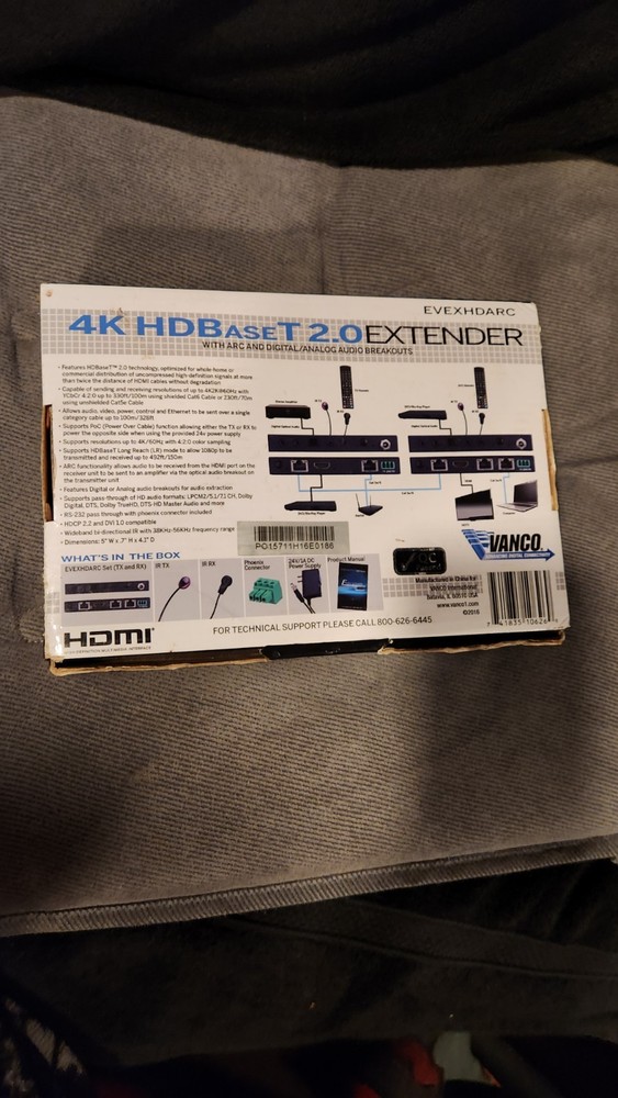 Vanco Evolution 4K HDBaseT 2.0 Extender W/ARC Digital/Analog Audio EVEXHDARC