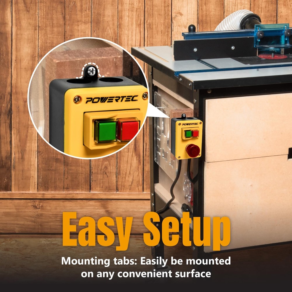 120V, 18A Magnetic Switch for Router Table, EZ Mounting on Work Bench & Tool ...