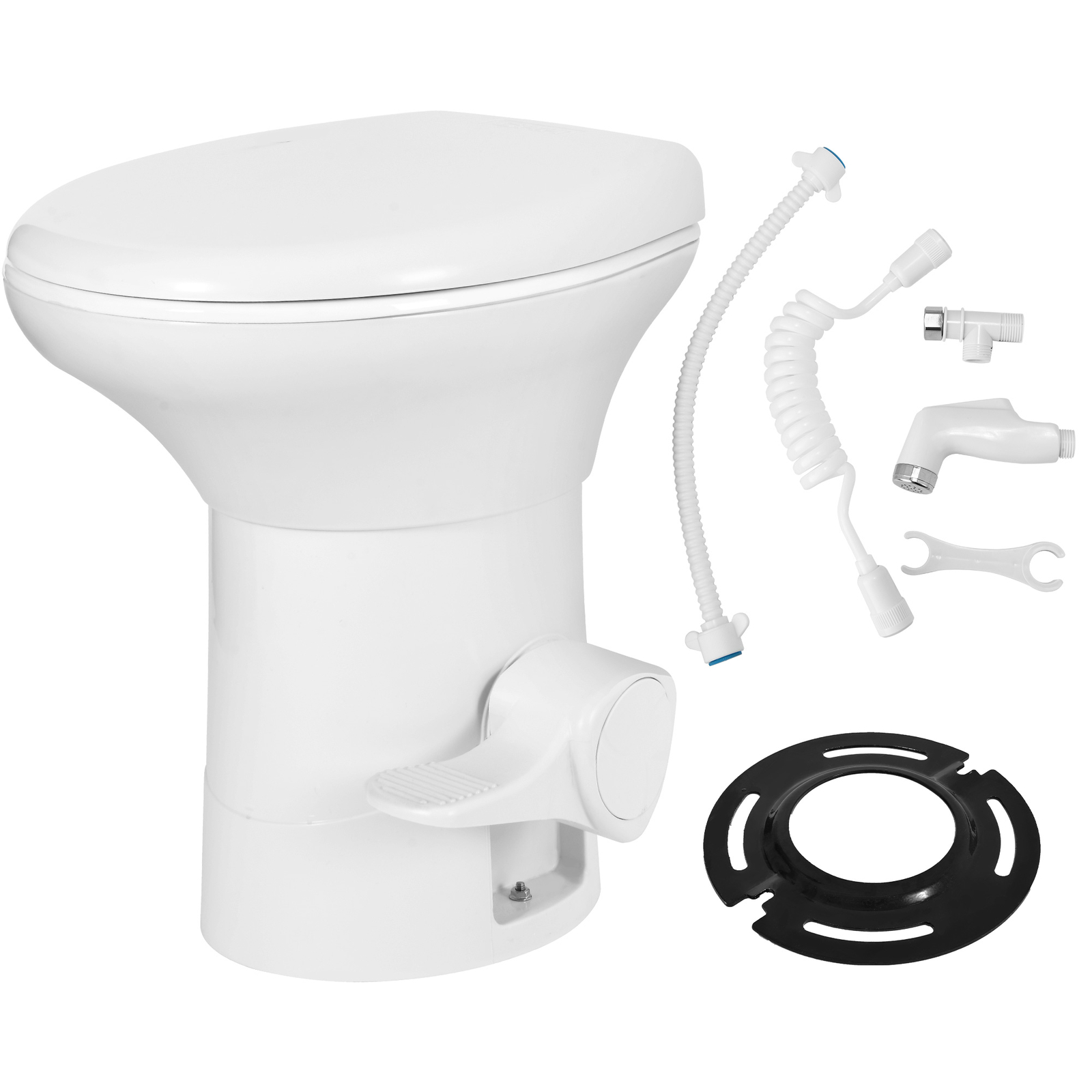 Portable RV Toilet Gravity Pedal Flush with Enamel Bowl for Indoor Outdoor