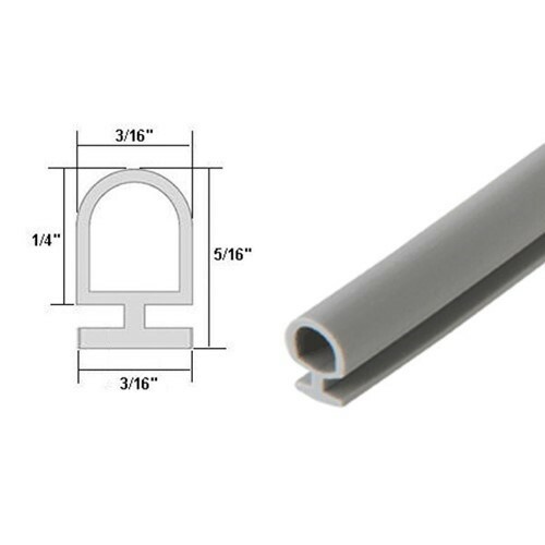 Automotive Grey Bulb Type Gasket, 3/16" Width, 3/16" Backing - 20 Ft.