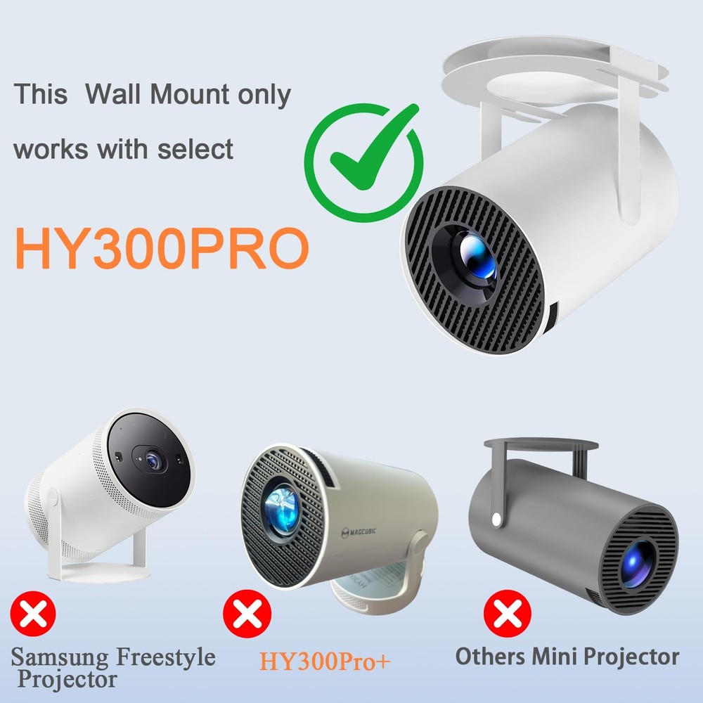 Wall Mount Compatible with HY300PRO Mini Projector Ceiling Stand White