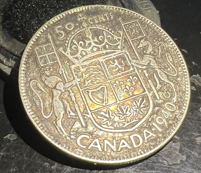 1940 canada silver half dollar 50 Cents Nice Original Toning