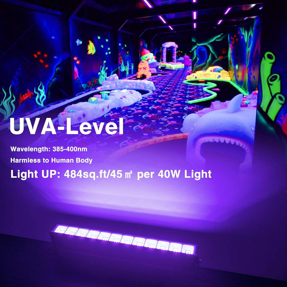 40W LED Black Light Bar for Glow Party, Blacklight with Plug &Switch, Each Light