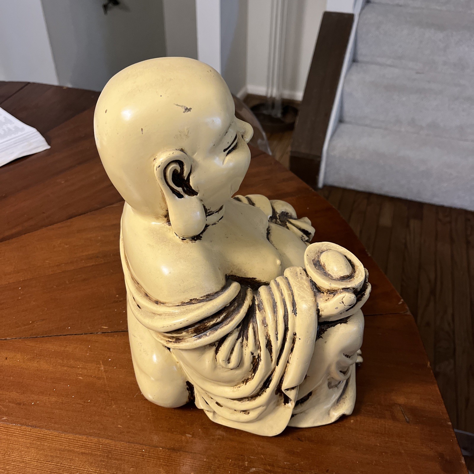 Vintage Laughing Buddha Happy Lucky Statue Large Resin MCM