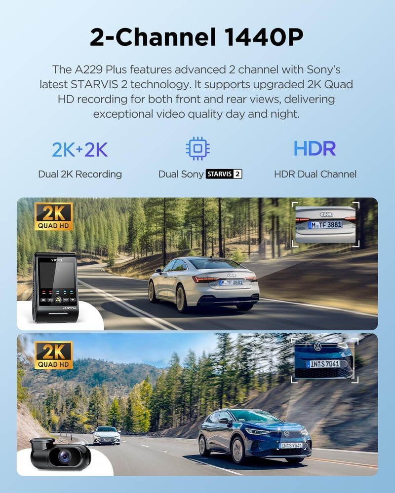 VIOFO A229 PLUS 2CH 1440p+1440p Dash Cam