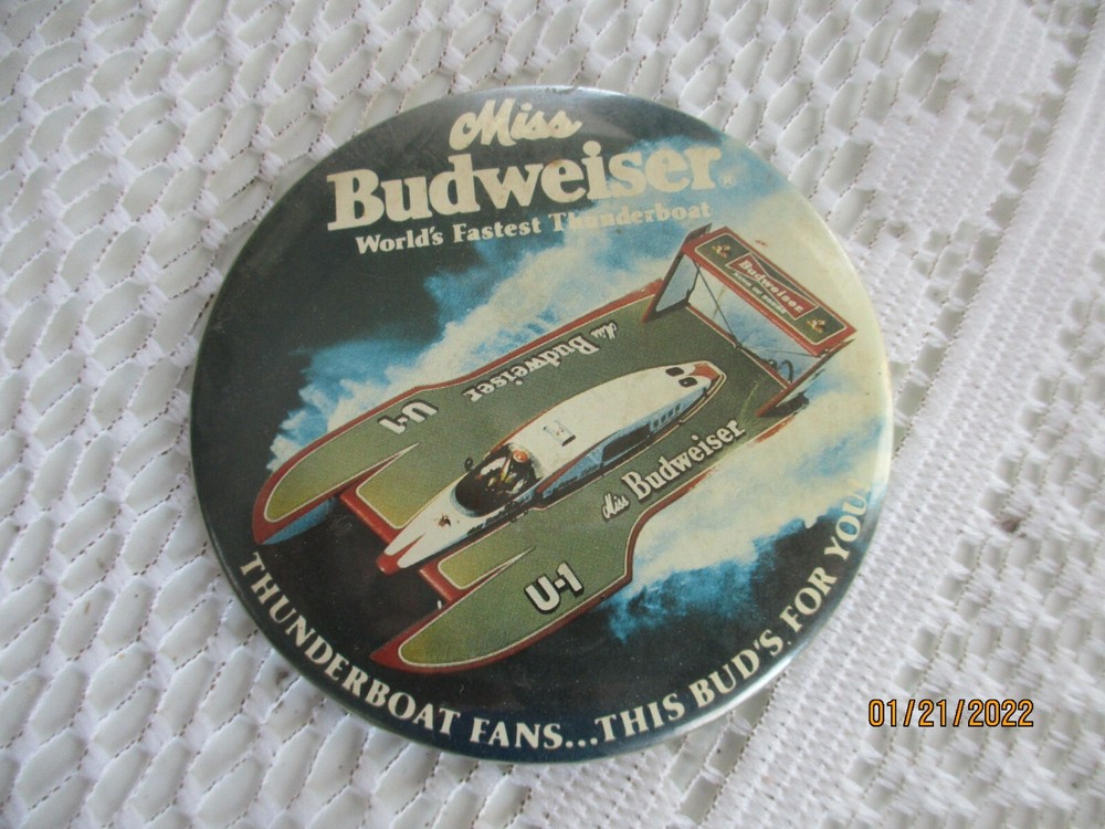 Miss Budweiser Thunderboat Button Pin