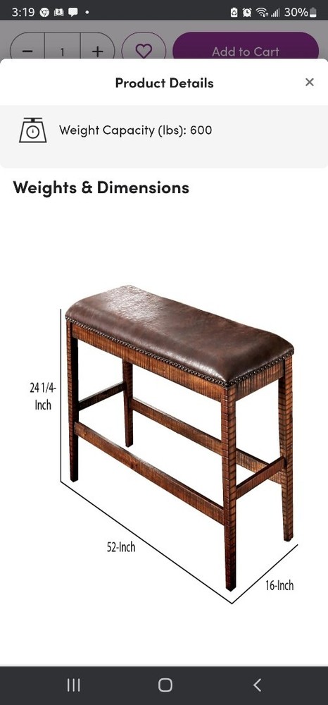 Brown traditional bench 