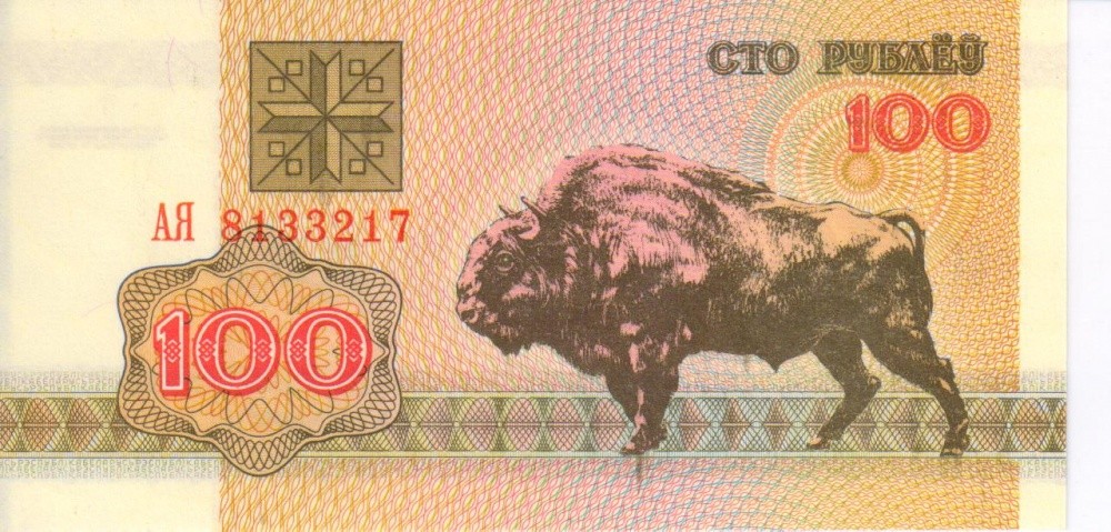 Belarus 100 rubles 1992 UNC Bison (P8)