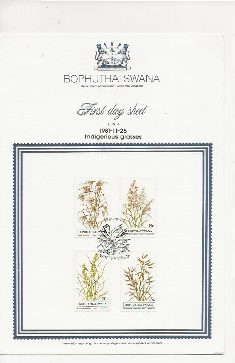 Bophuthatswana First Day Sheet  - Indigenous Grasses - 1981 (CW107)