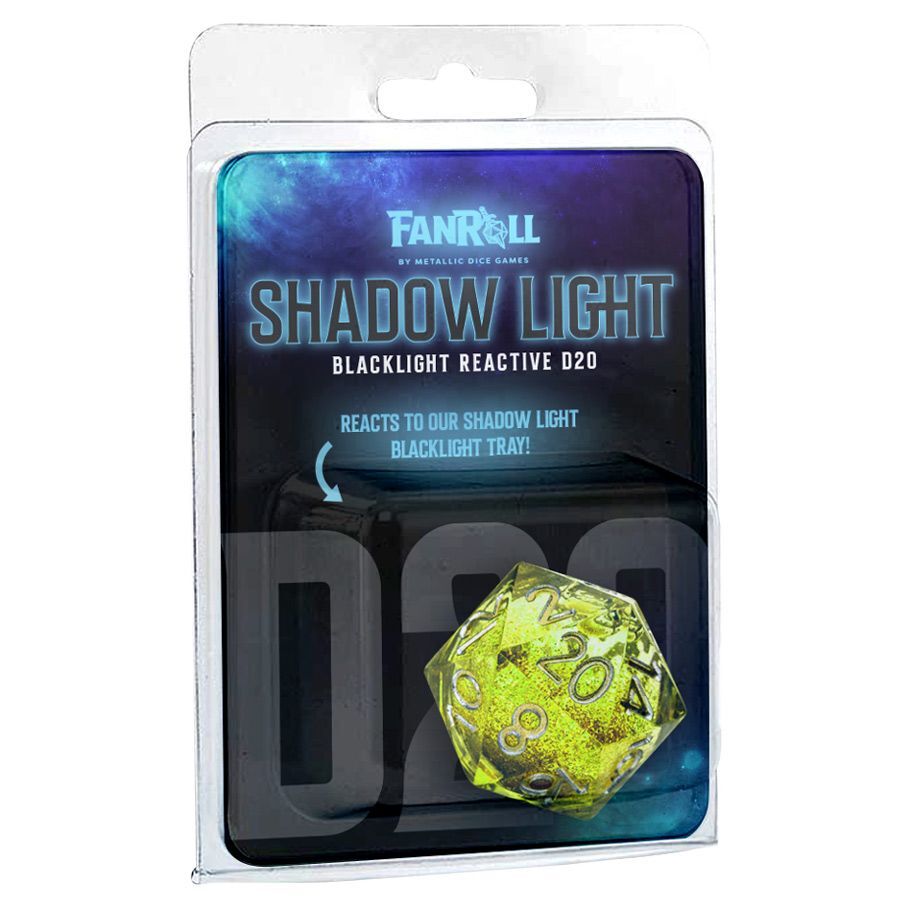 Shadow Light Blacklight Neon Green Liquid Core RPG d20 Die (Dice)
