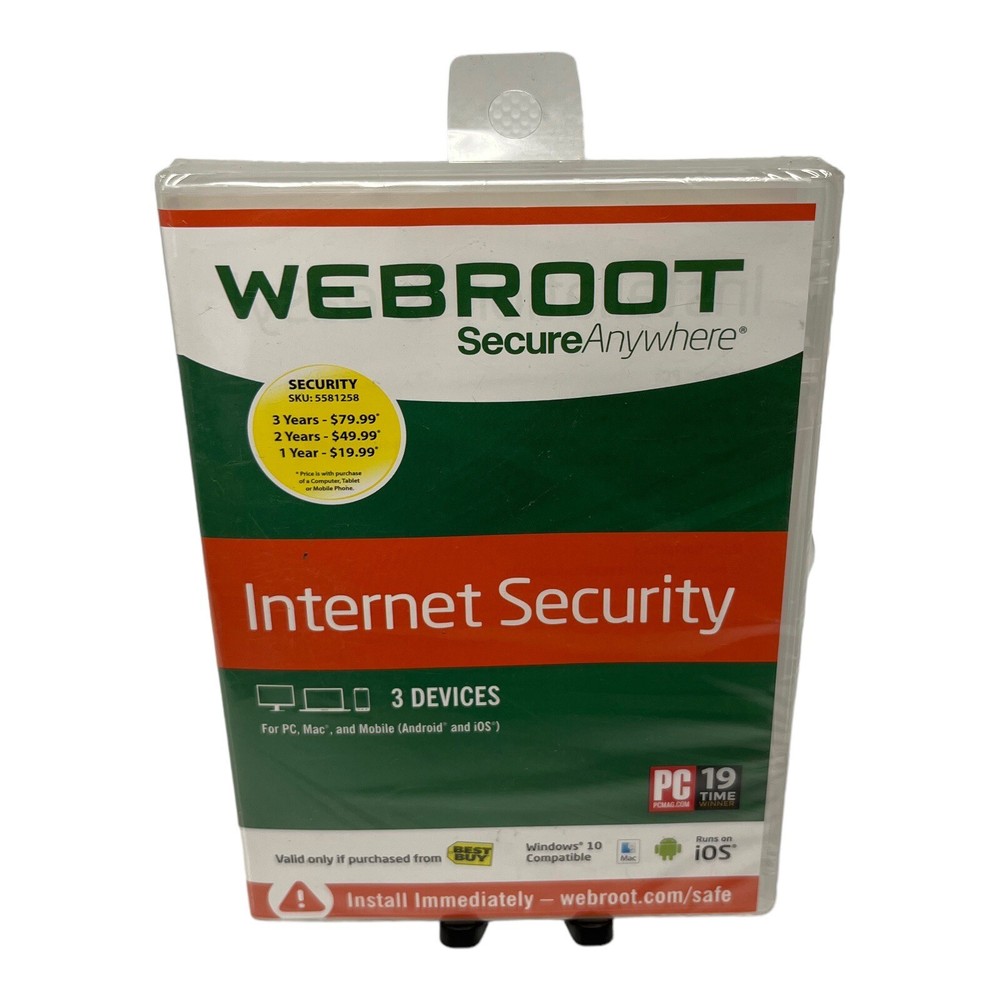WEBROOT Secure Anywhere Internet Security - Antivirus 3 Devices NEW SEALED