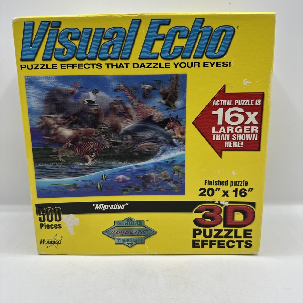Visual Echo 500 Piece Puzzle "Migration" Animals With 3D Puzzle Effects Used