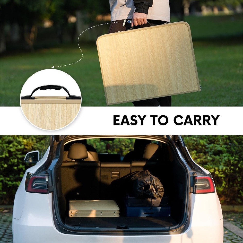 Folding Table 3FT Camping Table 2 Adjustable Height Lightweight Portable Alum...