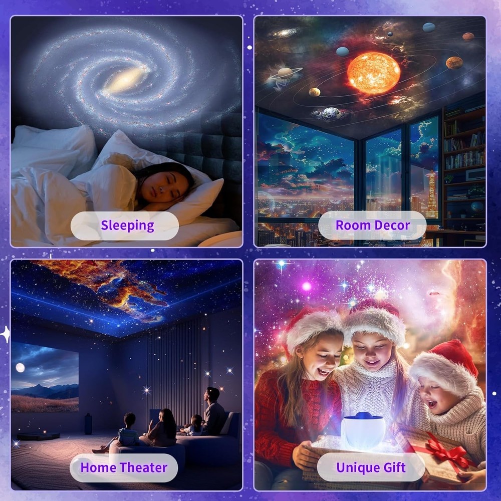 Realistic Starry Night Light Projector - 360° Rotation & Adjustable Focus