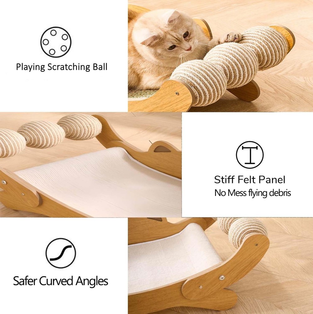 Cat Scratch Pad with Replacement Scratching Felt, Large Cat Scratcher Bed Ham...