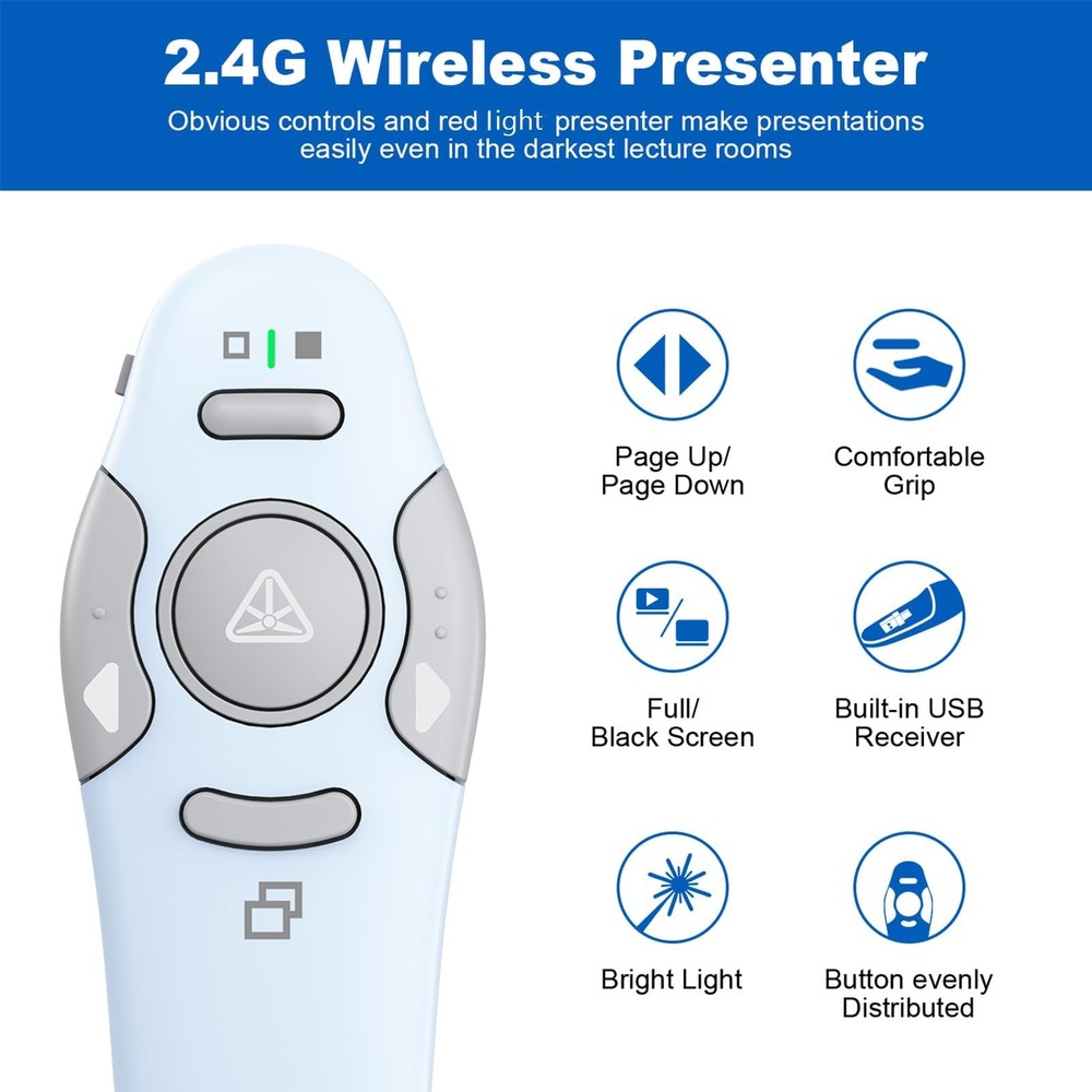 Presentation Clicker Wireless Presenter Remote Clicker for PowerPoint Present...
