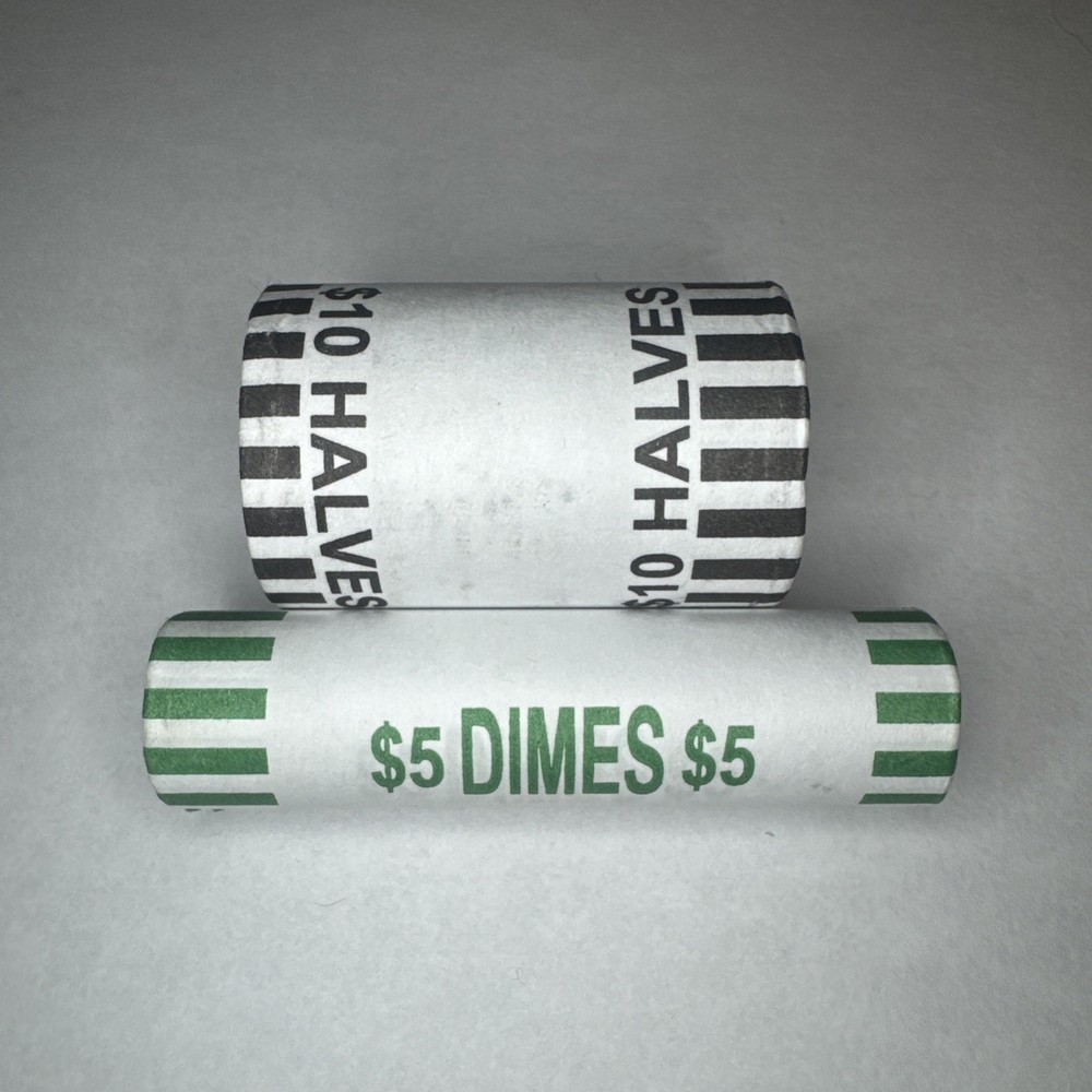 UNOPENED Coin Roll Hunter Bundle – 1 Half Dollar Roll + 1 Dime Roll –Bank Sealed