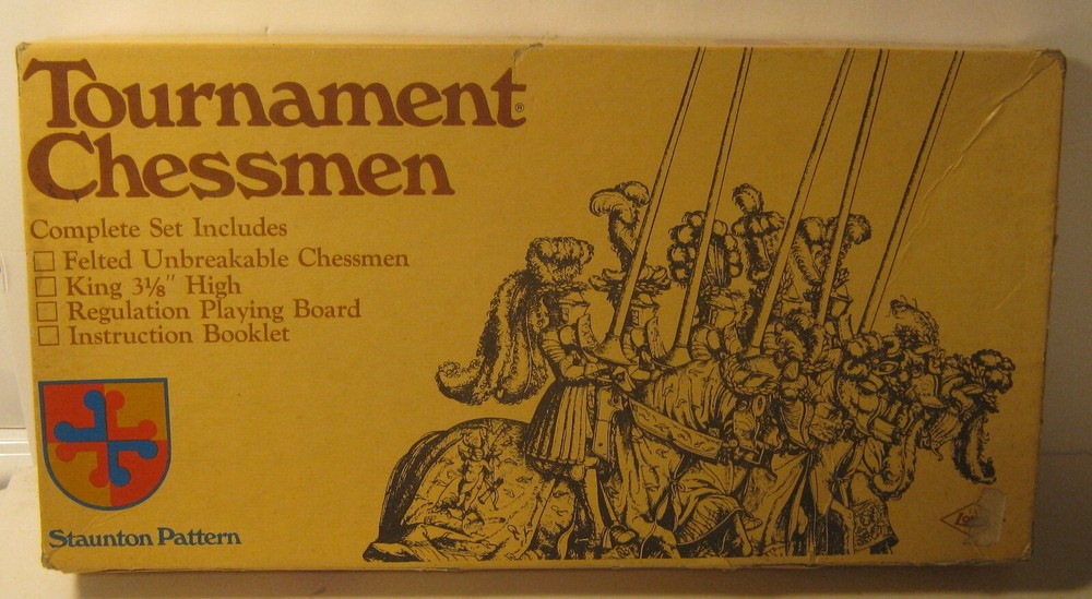 1968 E.S. LOWE Tournament Chessmen Set COMPLETE in Box w Instructions!!