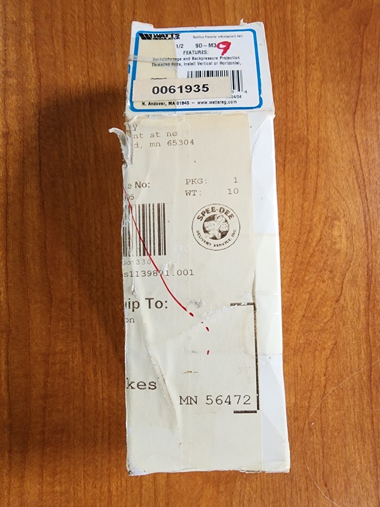 1/2" Backflow Preventer 9D-M3 0061935