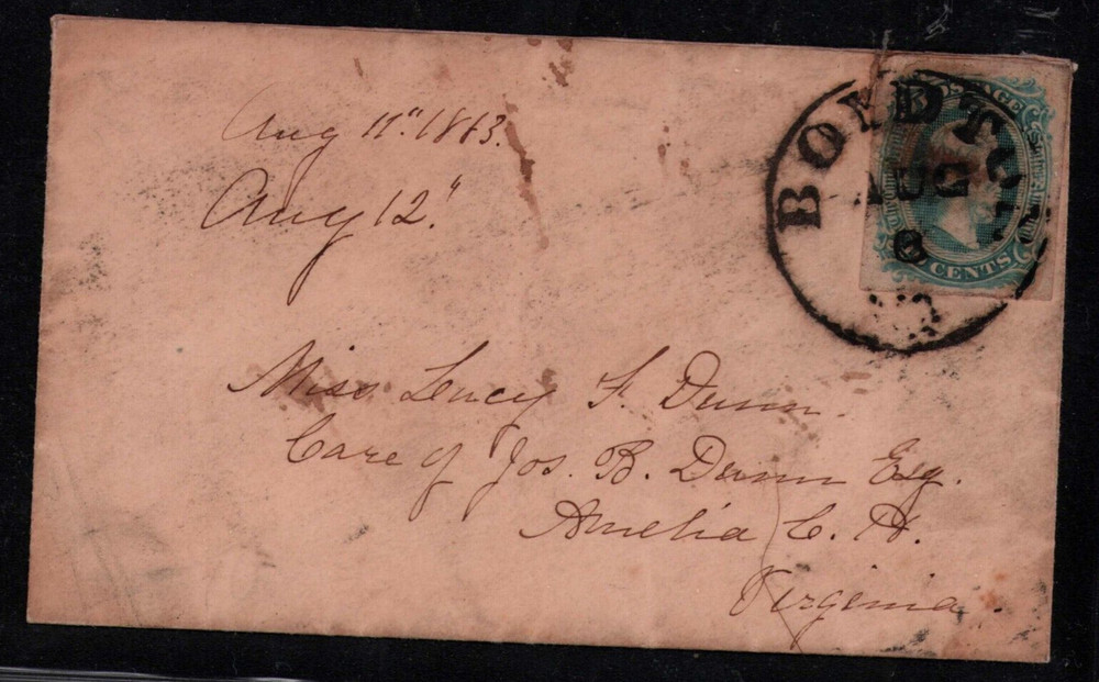 1863 CSA Petite Cover - Boydton VA to Amelia County, Virginia - SC 11 10c