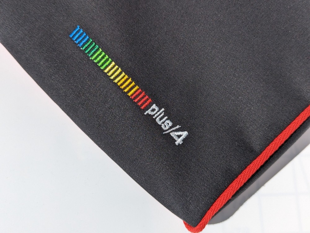 COMMODORE PLUS/4 - dust cover- grey cotton canvas- embroidered