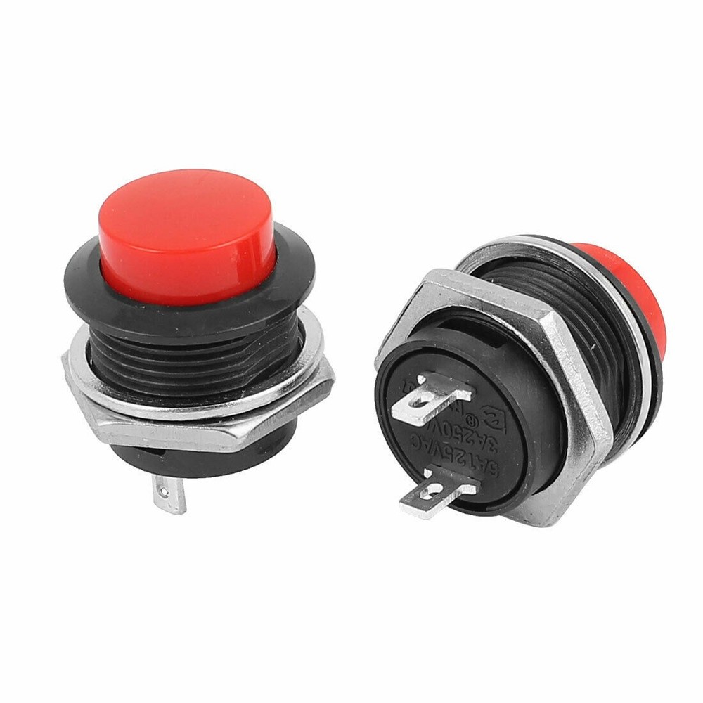 2x Red Momentary/Reset Horn Push Button Switch Car/Boat Round Circular DC 12V 5A
