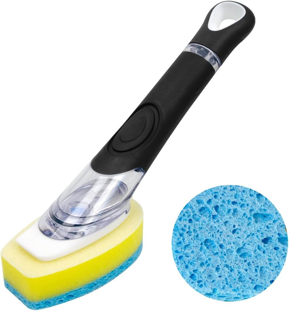 Dish Sponge with Handle, Soap Dispensing Dish Sponge