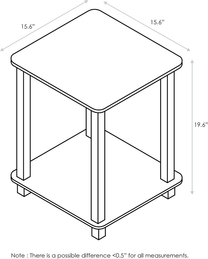 SIMPLISTIC Side Table Set of 2 2-Tier Square Modern End Table Nightstand Night