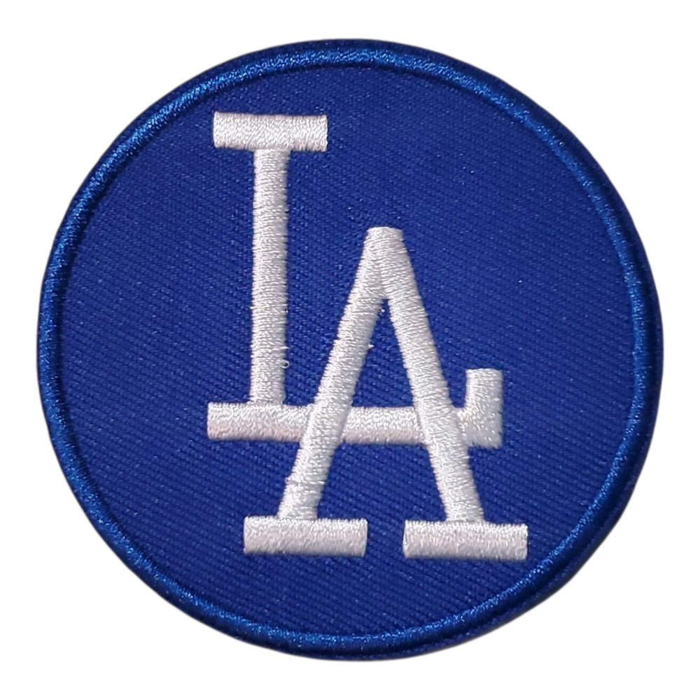 LA Dodgers Round Style Patch. Embroidered. Iron On Backing. 3"x3"
