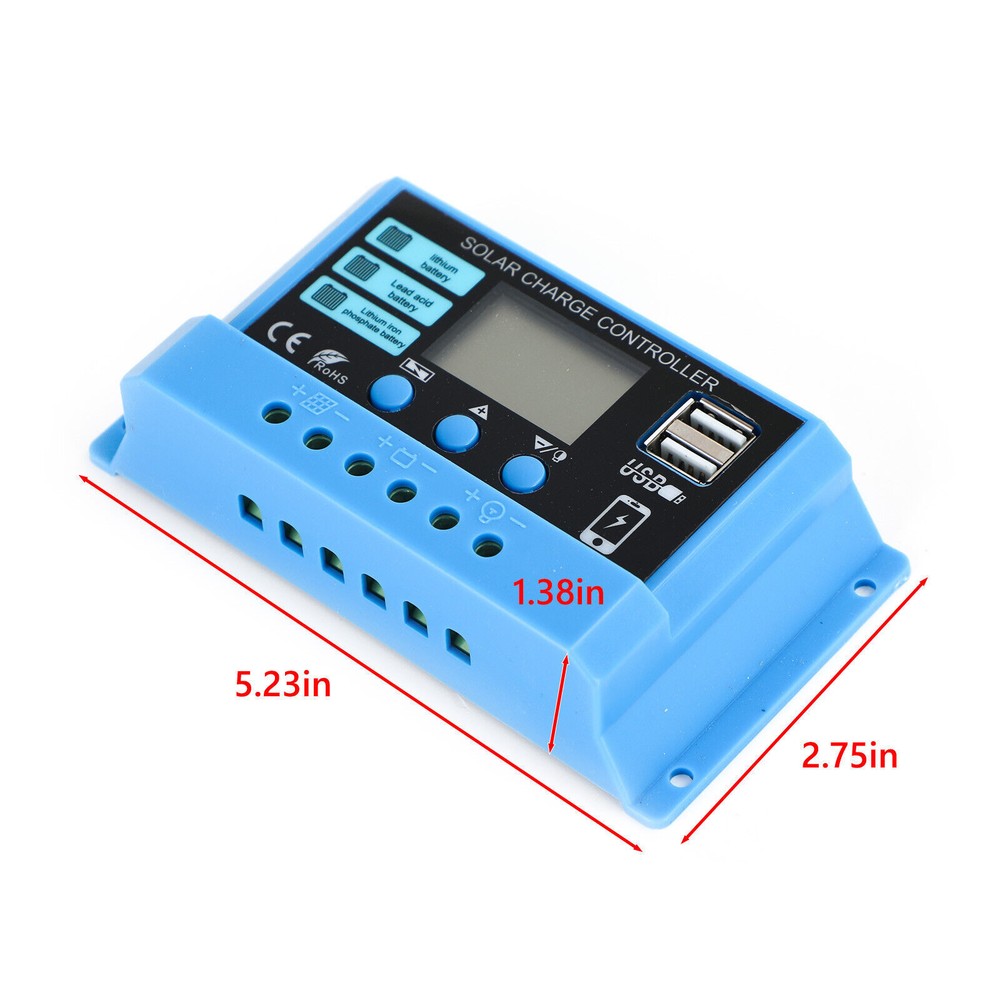10A PWM Solar Charge Controller 12V 24V Regulator For 200W 300W Solar Panel RL