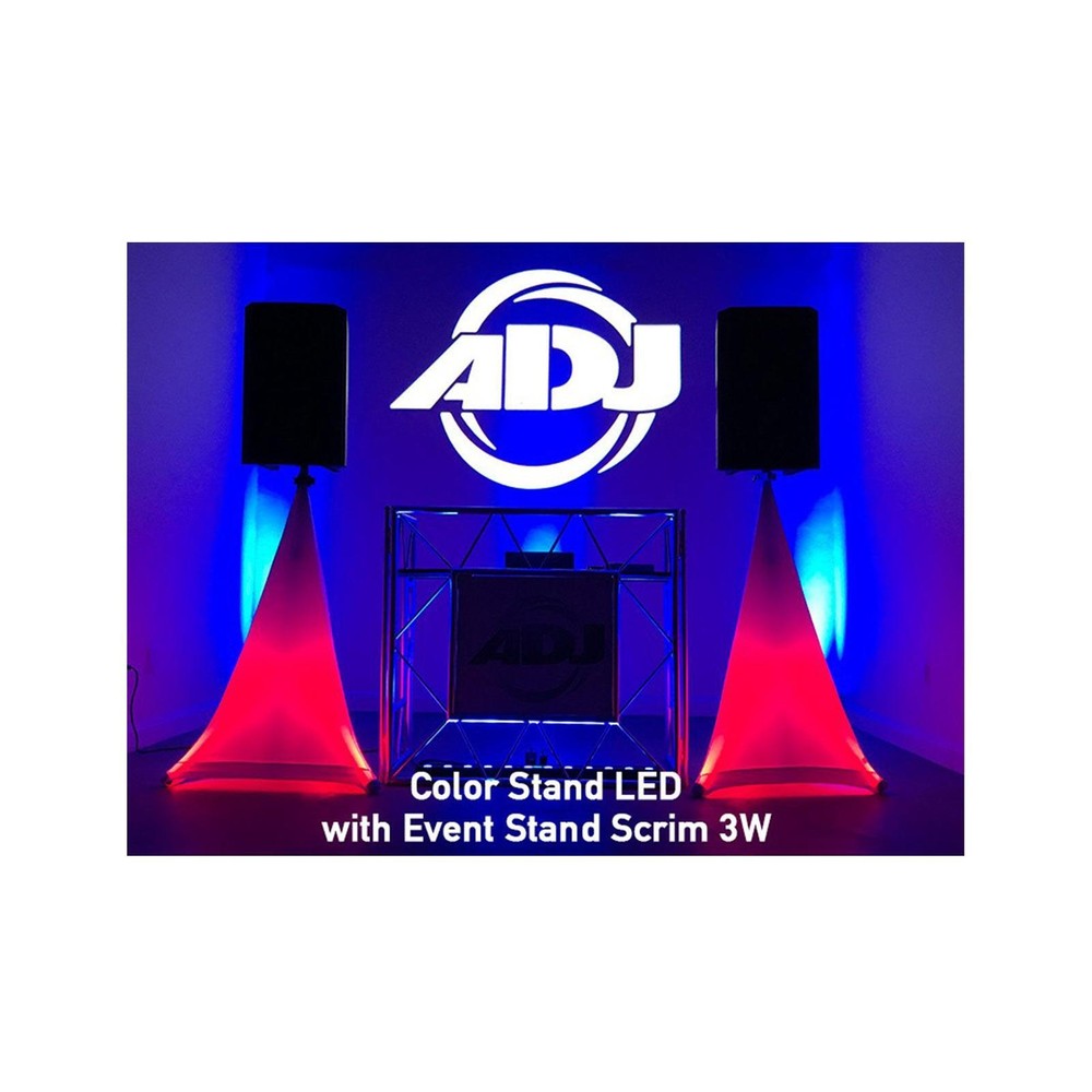 (2) ADJ CSL-100 Light Up Multi Color LED Speaker Stands w/Remote & Case