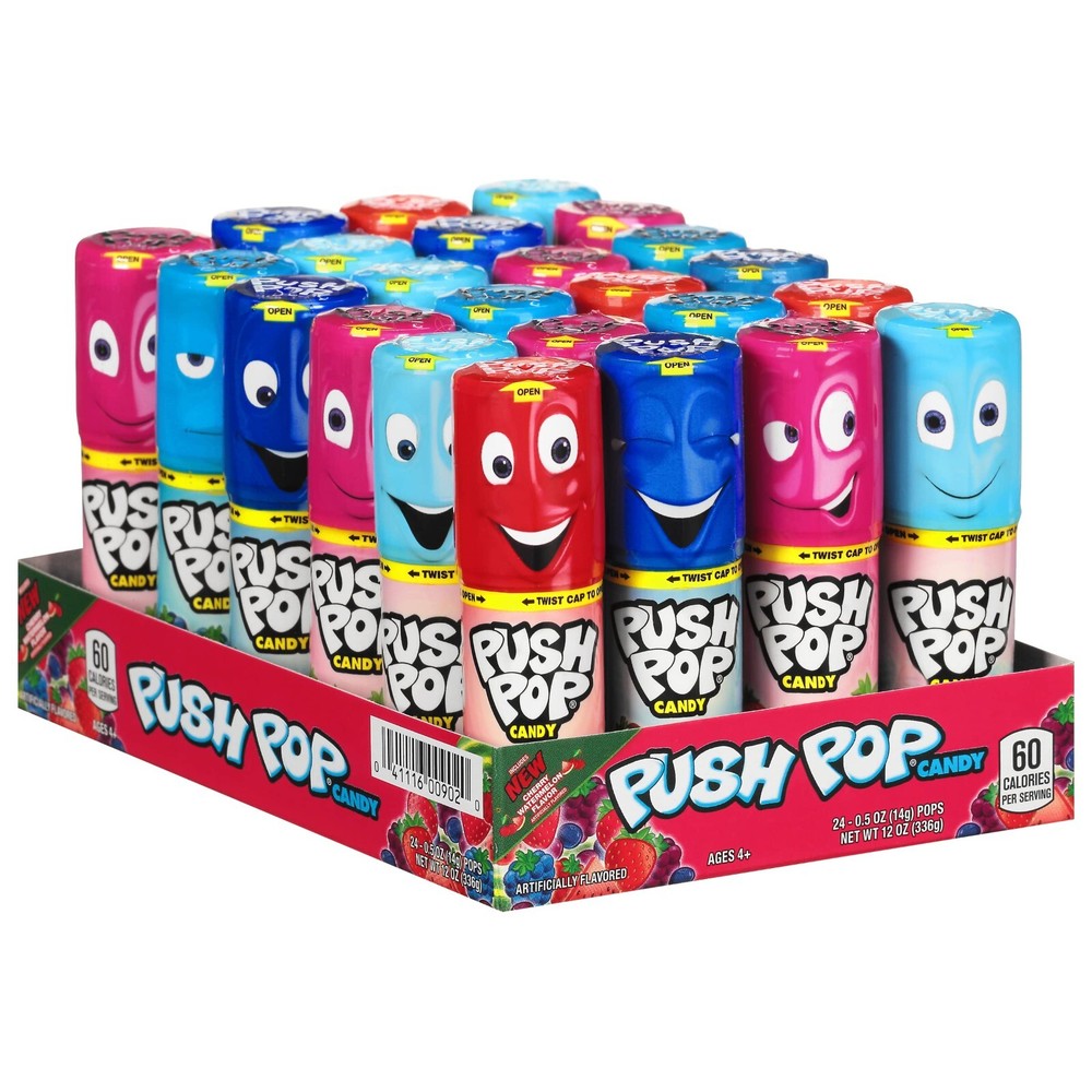 Push Pop Candy Assorted Flavors Lollipops 24 Pieces