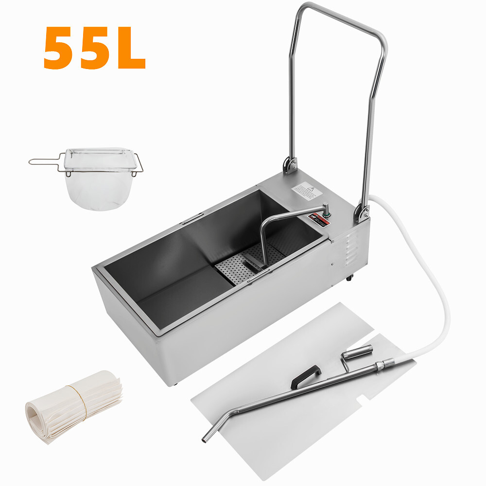 Fryer Oil Filter 55L Commercial Cooking Oil Filtration System Mobile Fryer Filte