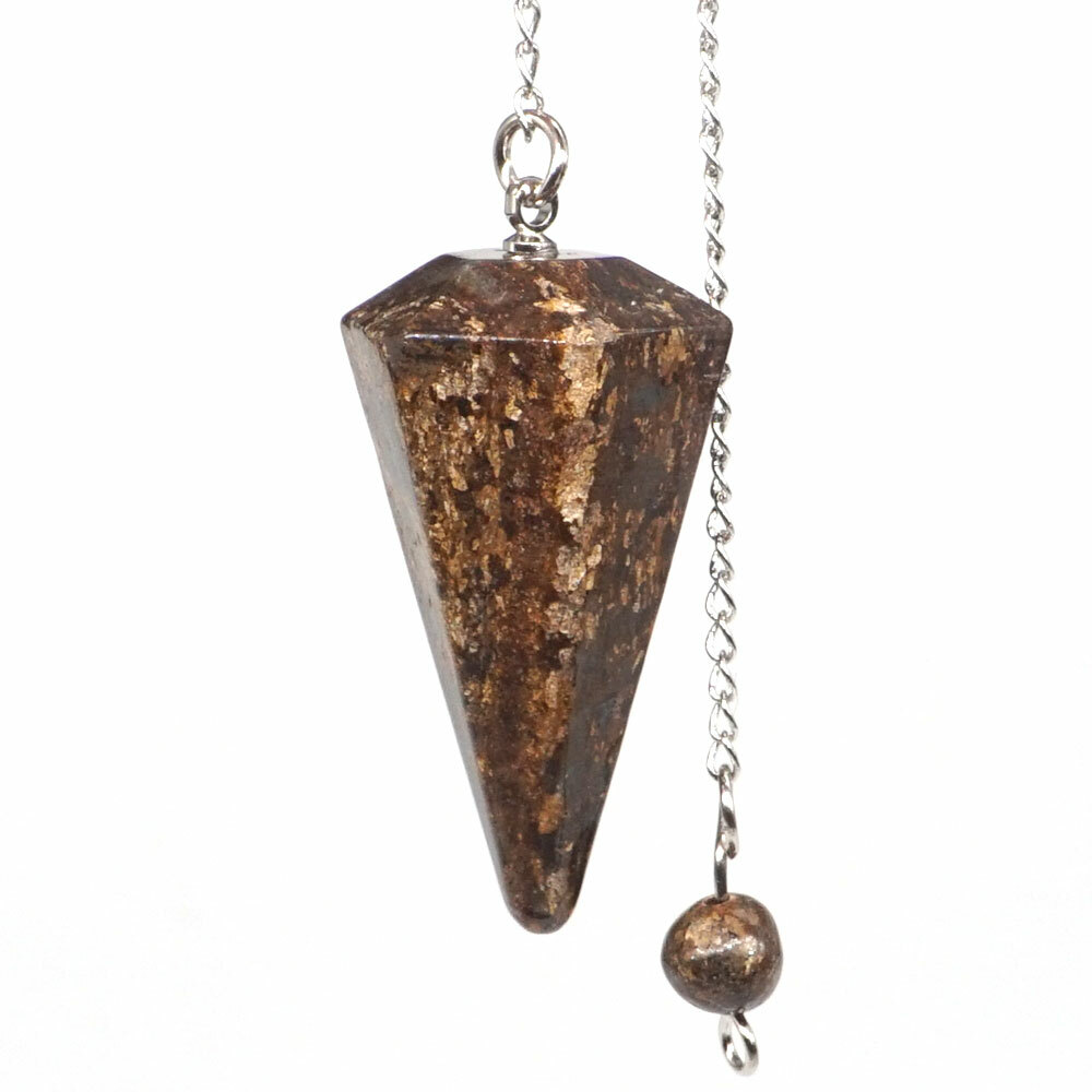Natural Gemstone Bronzite Bonded Pendulum Healing Crystal Reiki Dowsing Tool