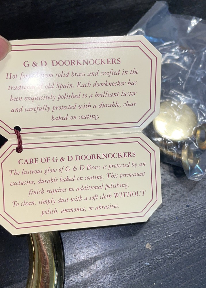 D & G Solid Brass CLADDAGH Doorknocker / CELTIC CROSS Back- Spain - NIB