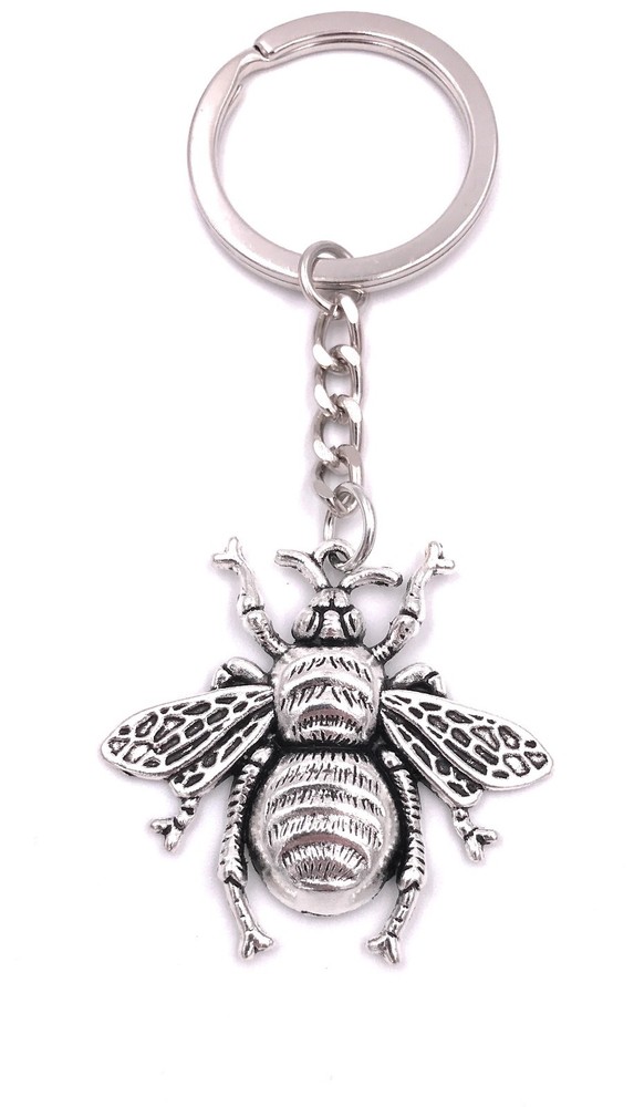 Bee Fly Bombi Keychain in Metallic Silver