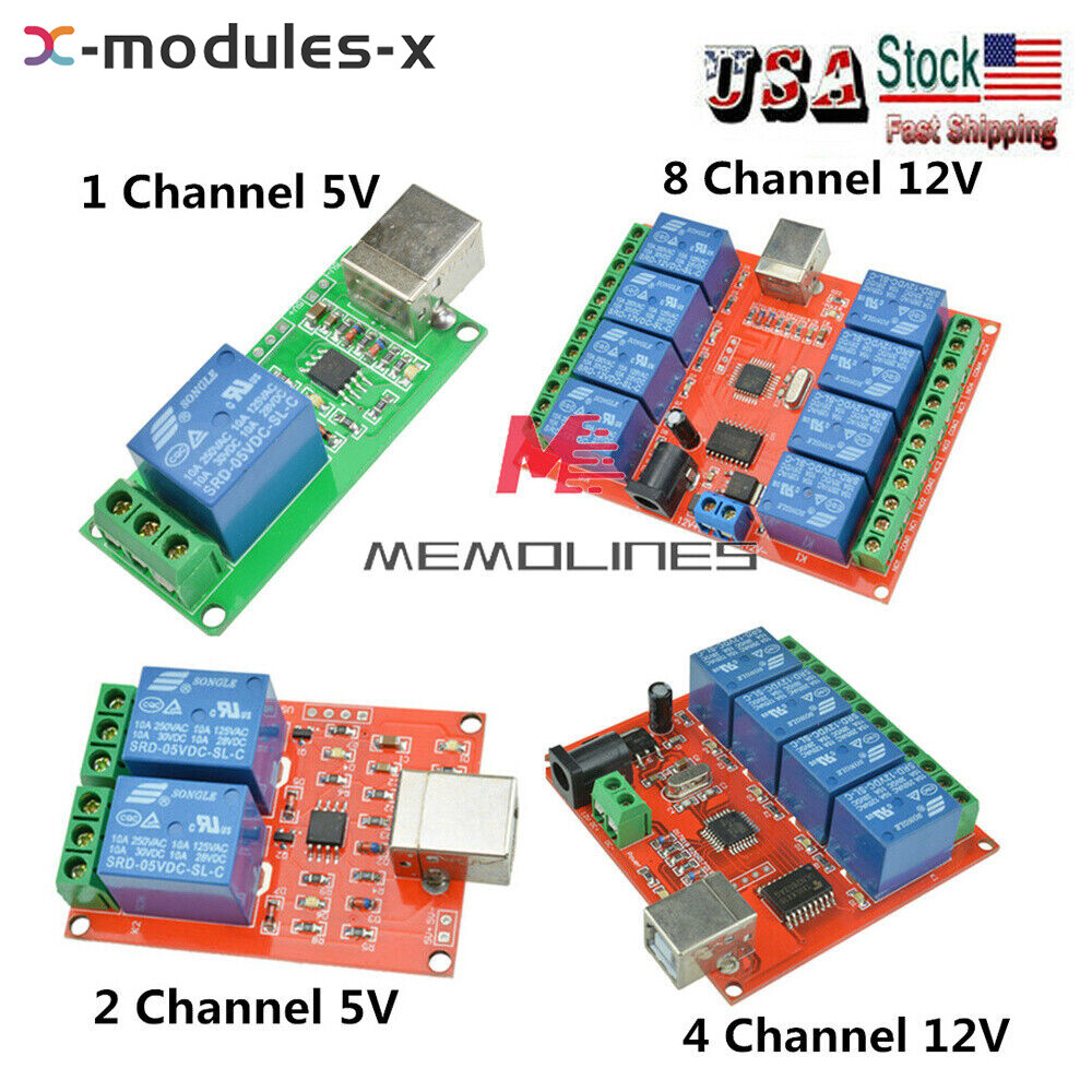5/12V USB Relay 1/2/4/8 CH Programmable Computer Control Relay For Smart Home U-