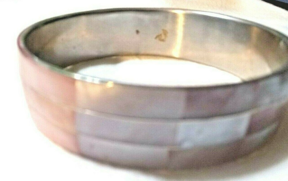 PINK SHELL MOP inlaid bangle bracelet Pink Summer Spring Easter Boho Hippie