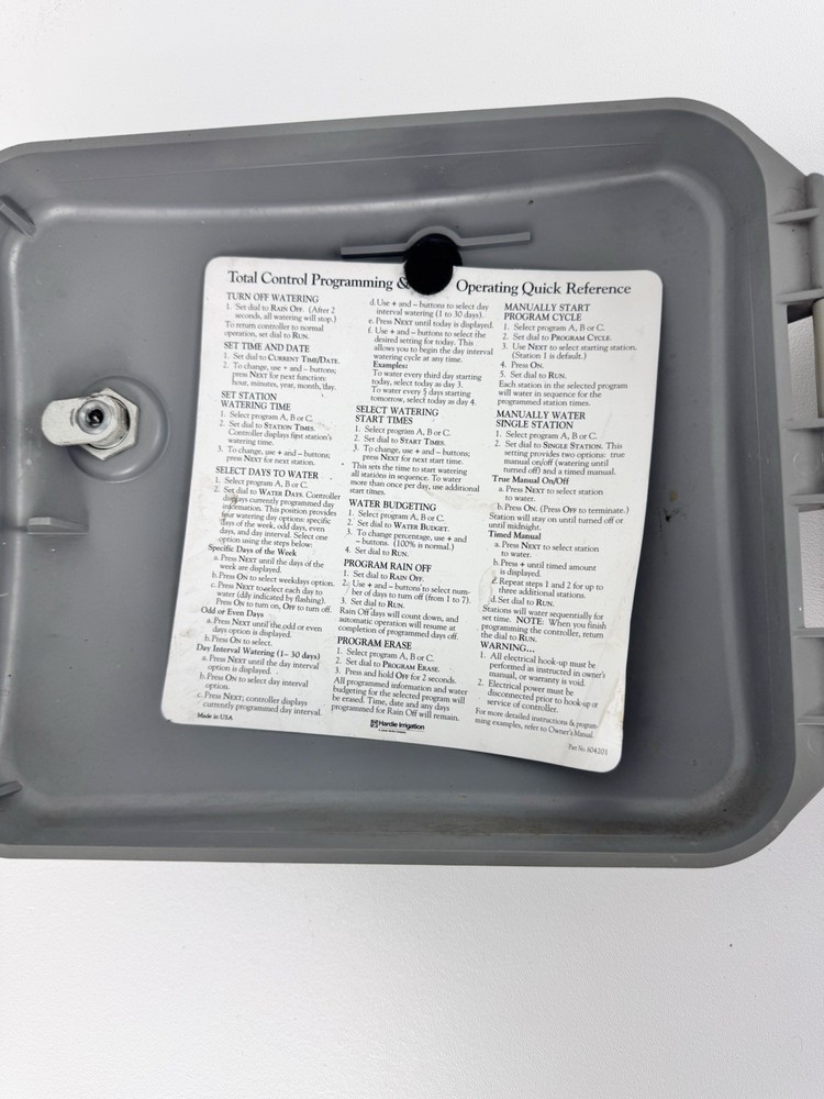 Automatic Irrigation Equipment Hardie Total Control 12” Stations