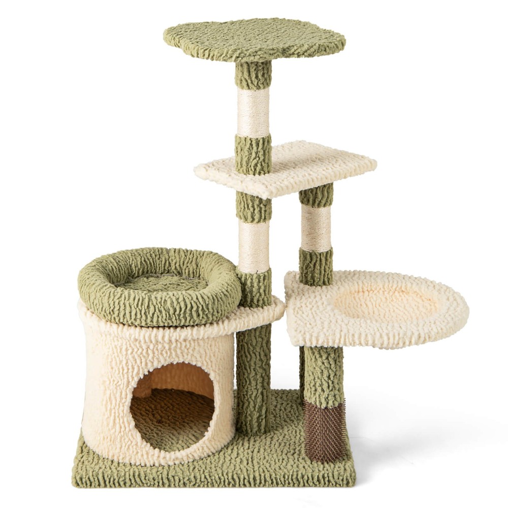 Multi-level Cat Tree Cute Cat Tower w/ Top Perch Private Condo Side Basket