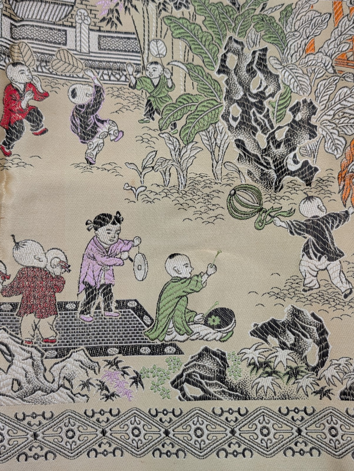 EXCELLENT Vintage 100 Children Playing Chinese Brocade Silk Tapestry Embroidered