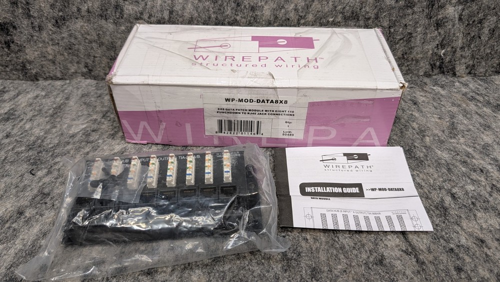 Wirepath Data Patch Module WP-MOD-DATA8x8, 110 punchdown to RJ45 Jack Connection