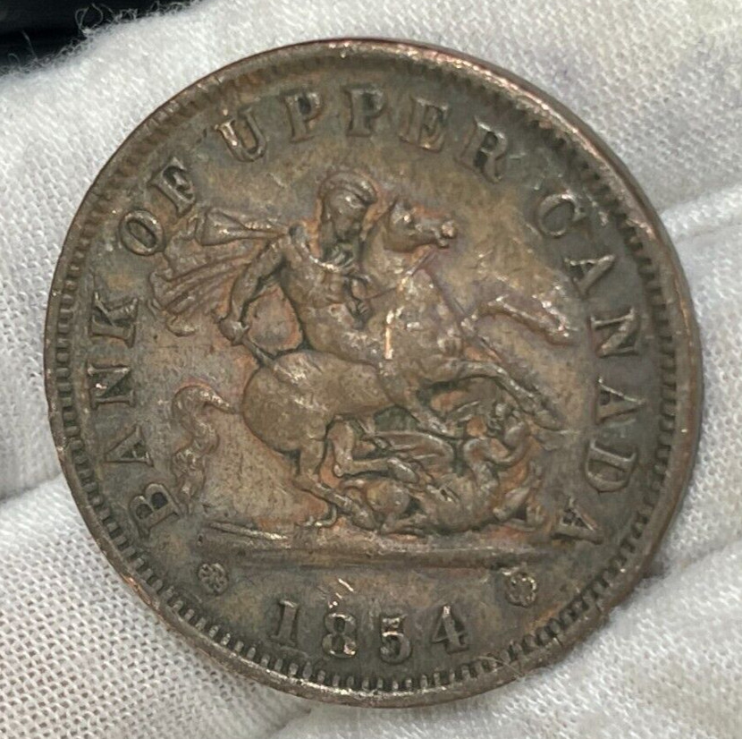 1854 Upper Canada One Penny Coin Great Condition