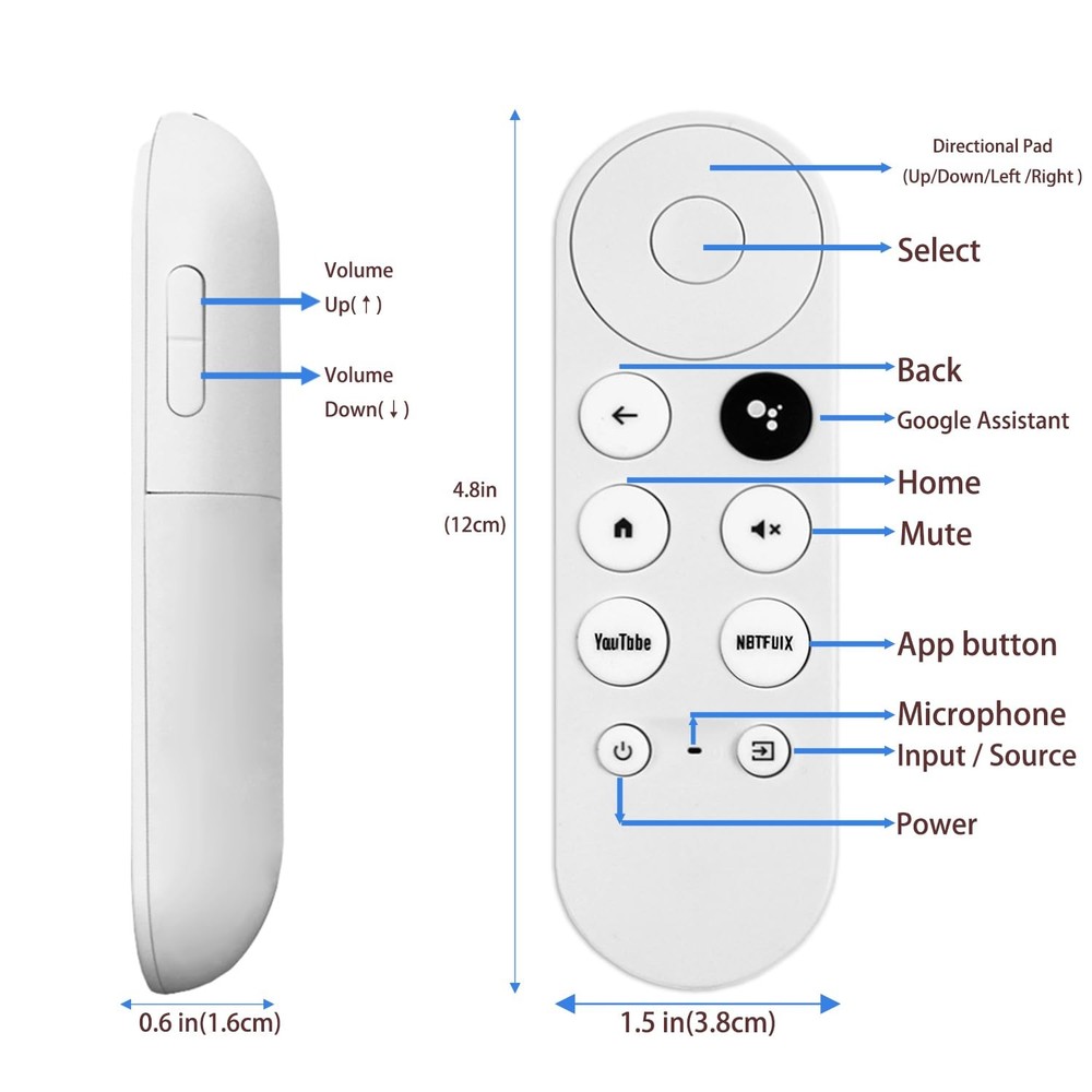 G9N9N New Replacement Voice Remote Control Compatible with Google White
