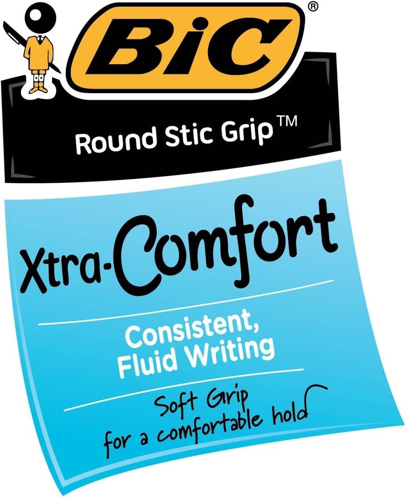 BIC Round Stic Blue Ballpoint Pens, Medium, 12-Pack