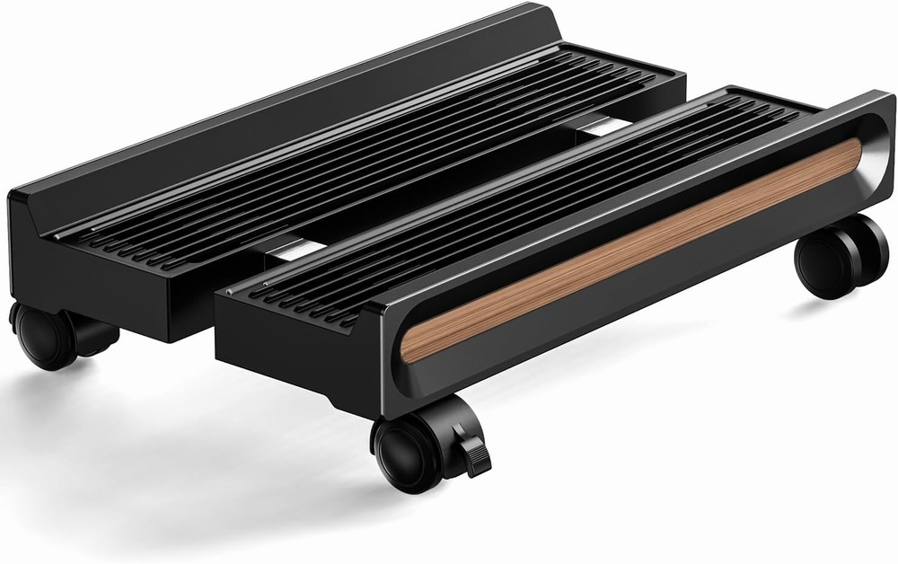 Adjustable Mobile CPU Stand,Ventilated PC stand for floor, Computer Black