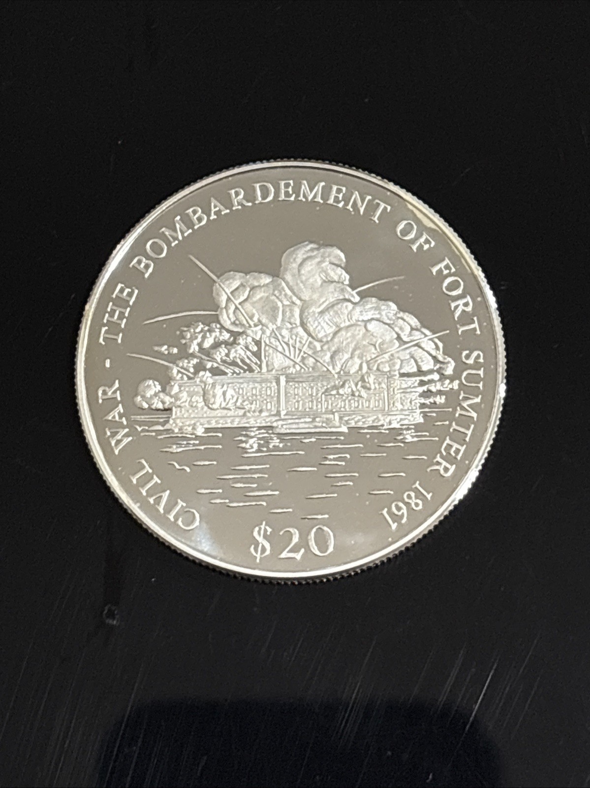 2000 LIBERIA $20 BOMBARDMENT OF FORT SUMTER 1861 .999 SILVER PROOF # 08507