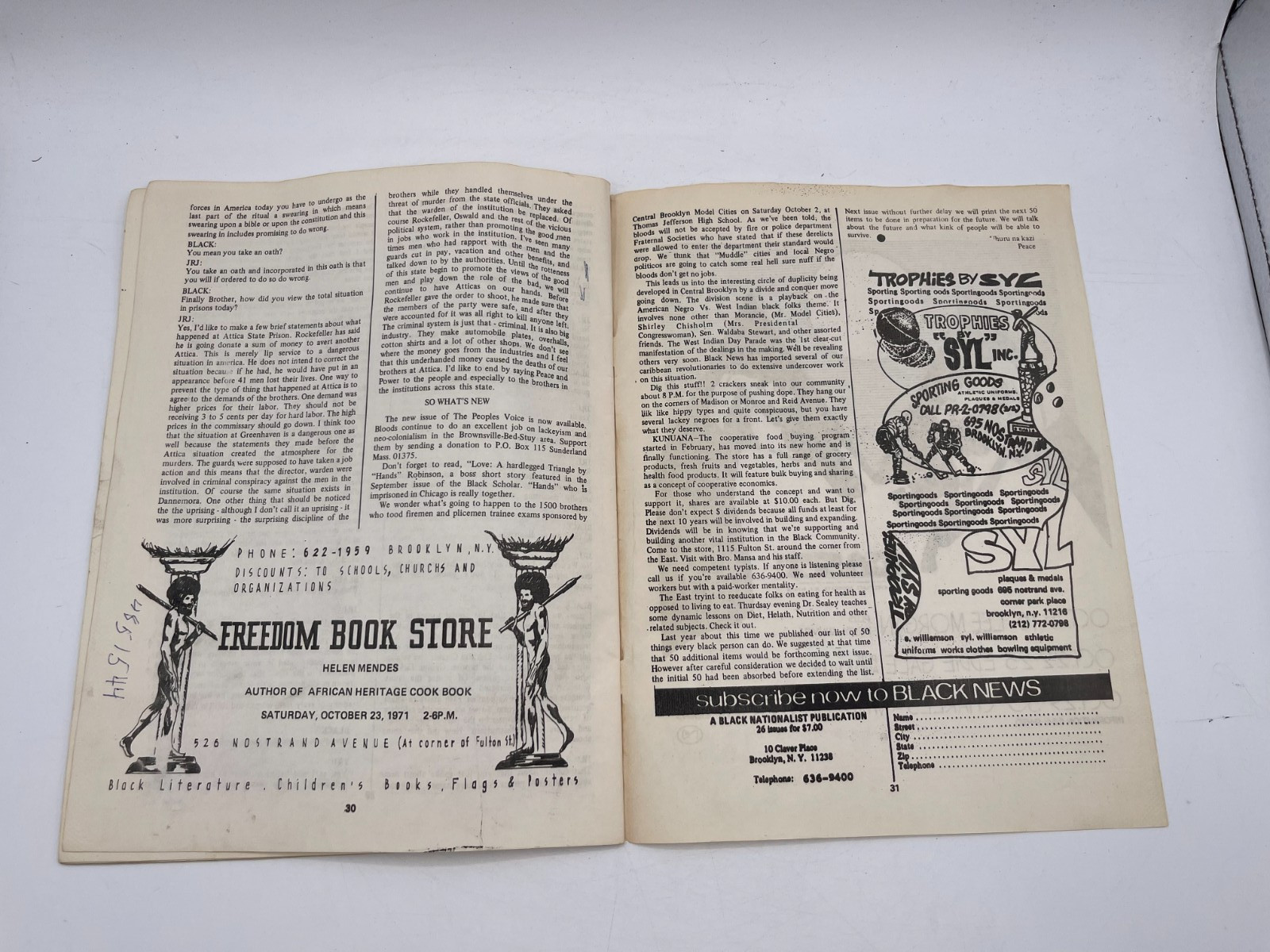 Vintage 1971 BLACKNEWS - African American Periodical - Vol 1 # 35