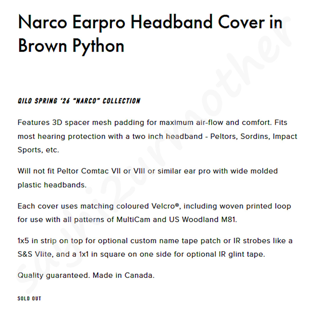 QILO x PERROZ DESIGNS BROWN PYTHON NARCO SNAKESKIN EARPRO HEADBAND COVER