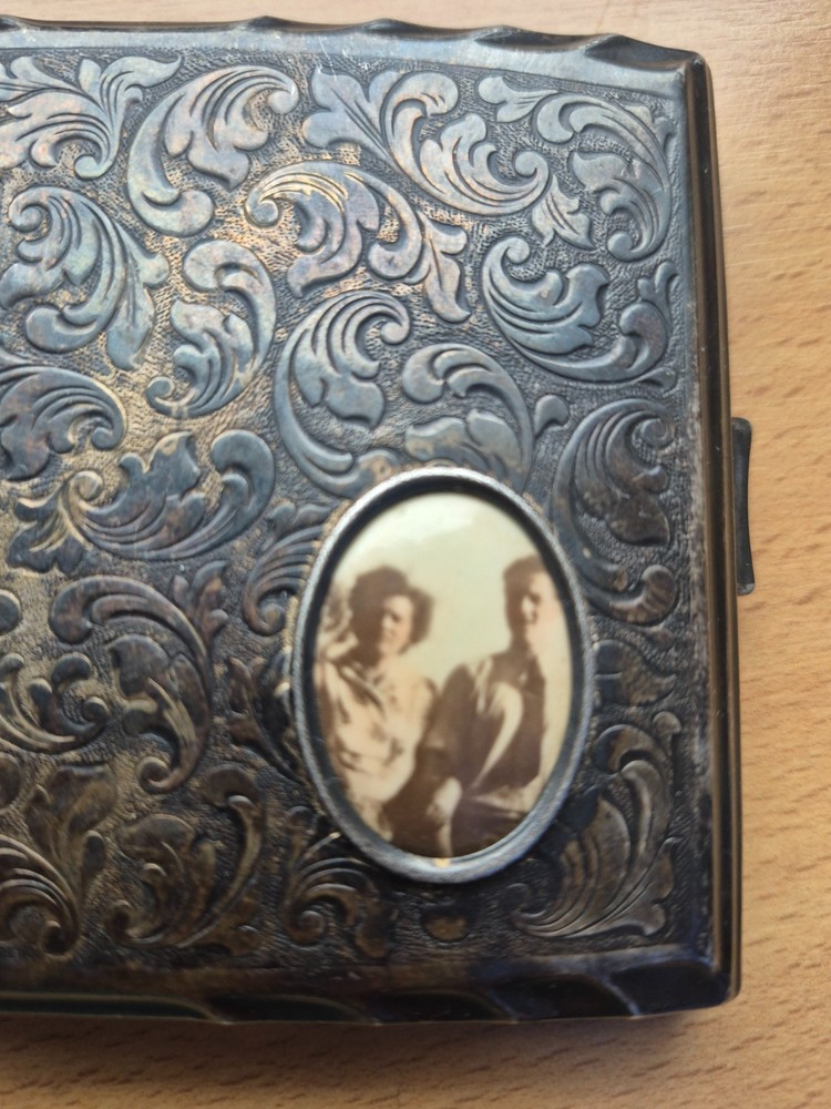 Vintage Alpacca Silver Monogrammed Cigarette Box Case